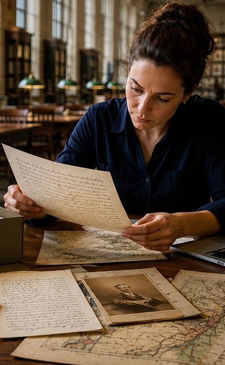 Researcher in library